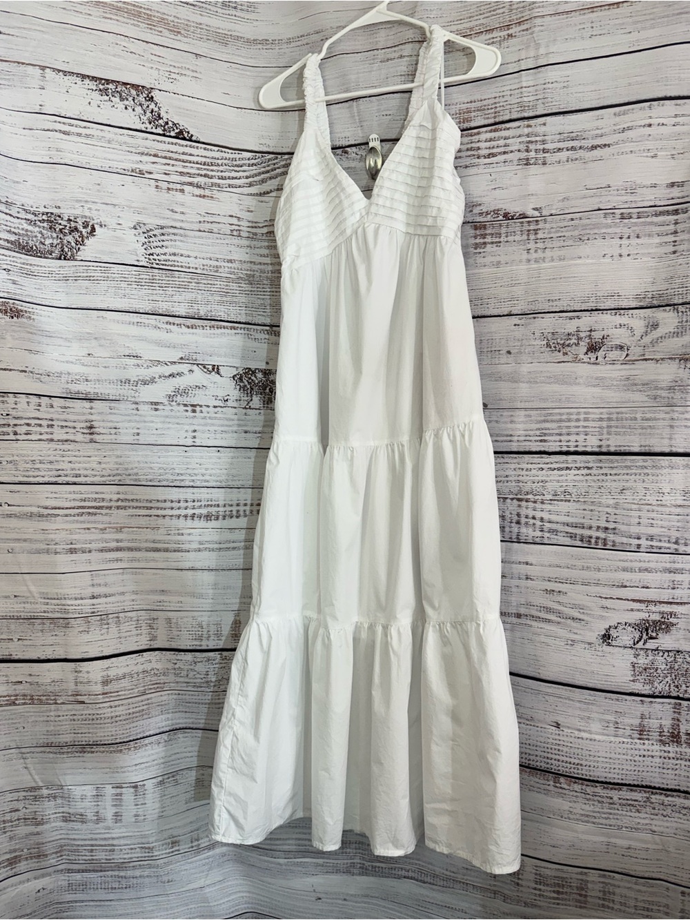 Steve Madden Dress Eliana Womens Sz Medium Midi sleeveless white Gauze tiered - Picture 2 of 12
